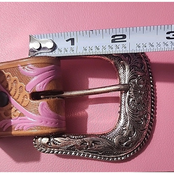 Hand Tooled &‎ Painted Leather Belt AB Swarovski Iridescent Crystals Custom M/L - Picture 14 of 14